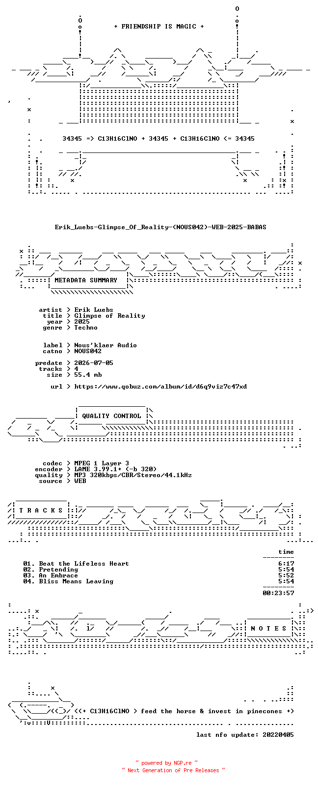 NFO for the release Erik_Luebs-Glimpse_Of_Reality-(NOUS042)-WEB-2025-BABAS by BABAS