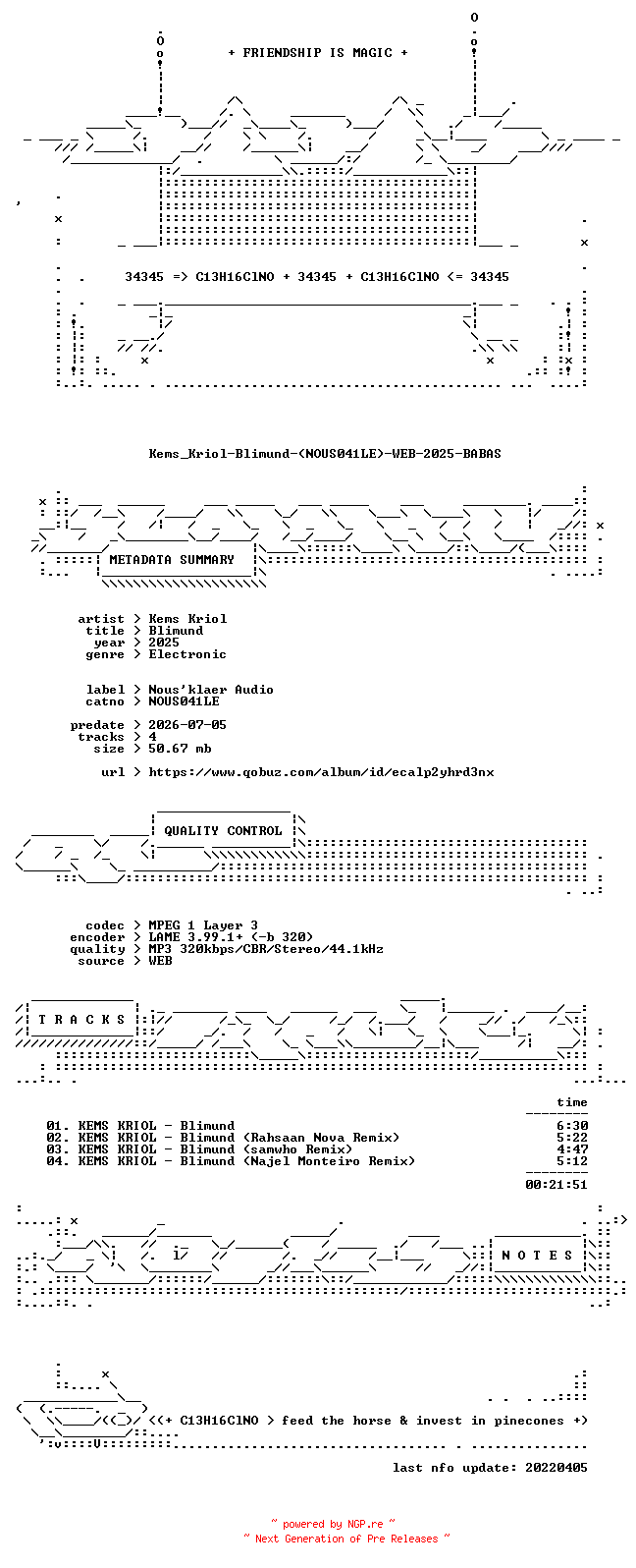 NFO for the release Kems_Kriol-Blimund-(NOUS041LE)-WEB-2025-BABAS by BABAS