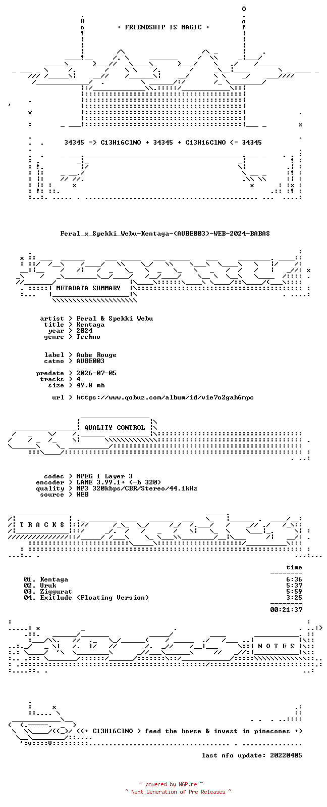 NFO for the release Feral_x_Spekki_Webu-Kentaga-(AUBE003)-WEB-2024-BABAS by BABAS