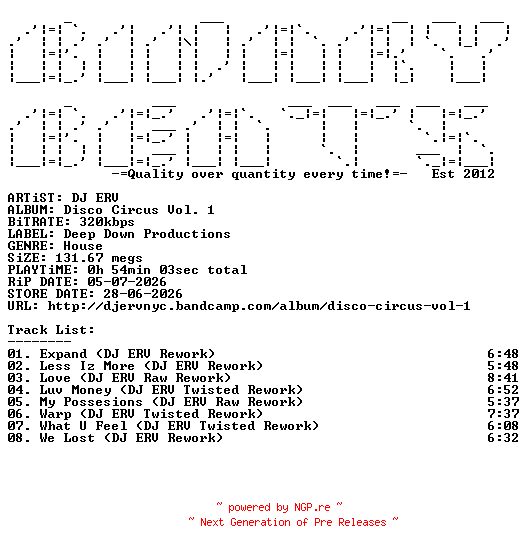 NFO for the release DJ_ERV-Disco_Circus_Vol._1-WEB-2026-BB by BB