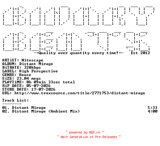 NFO for the release Nitescape-Distant_Mirage-(HPM012)-WEB-2026-BB by BB