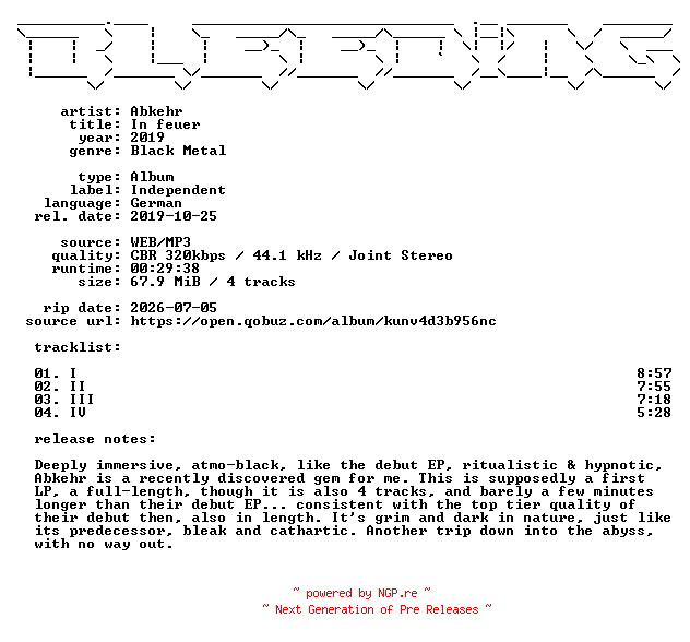 NFO for the release Abkehr-In_feuer-DE-WEB-2019-BLEEDiNG by BLEEDiNG
