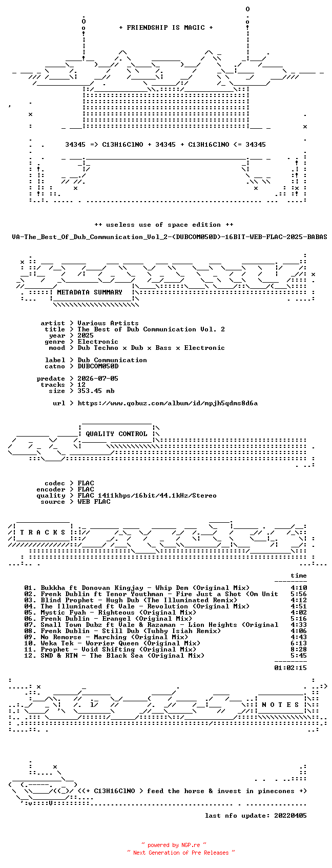 NFO for the release VA-The_Best_Of_Dub_Communication_Vol_2-(DUBCOM050D)-16BIT-WEB-FLAC-2025-BABAS by BABAS