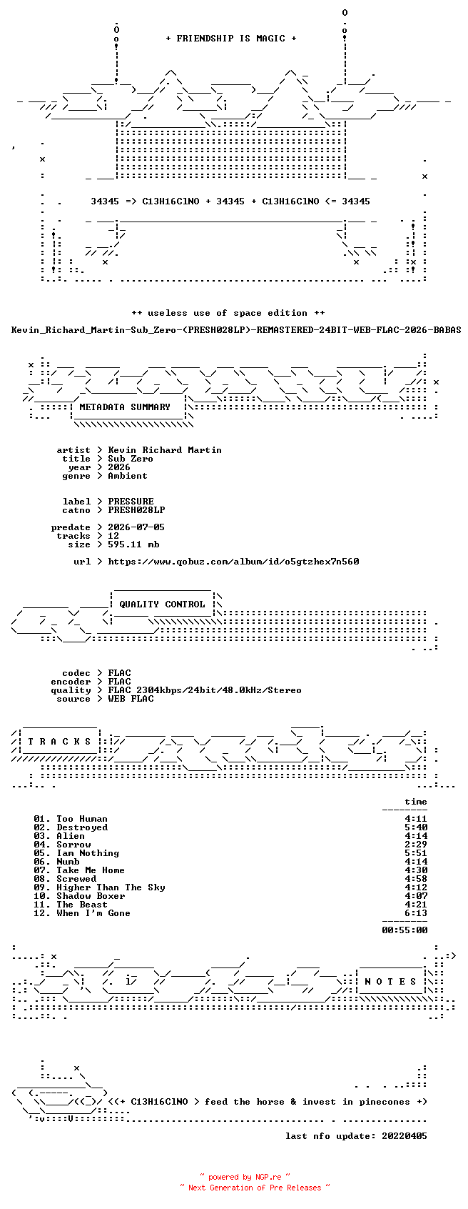 NFO for the release Kevin_Richard_Martin-Sub_Zero-(PRESH028LP)-REMASTERED-24BIT-WEB-FLAC-2026-BABAS by BABAS