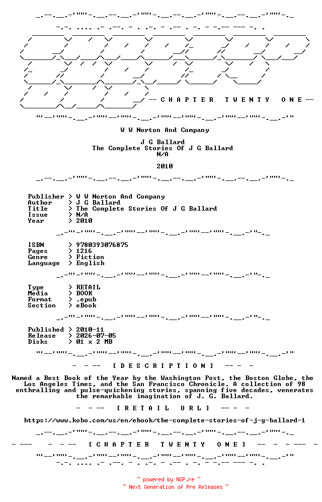 NFO for the release J.G.Ballard.-.The.Complete.Stories.Of.J.G.Ballard.2010.RETAIL.EPUB.eBook-CTO by CTO