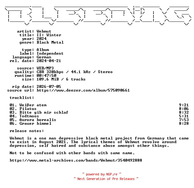NFO for the release Wehmut-II_Winter-DE-WEB-2024-BLEEDiNG by BLEEDiNG