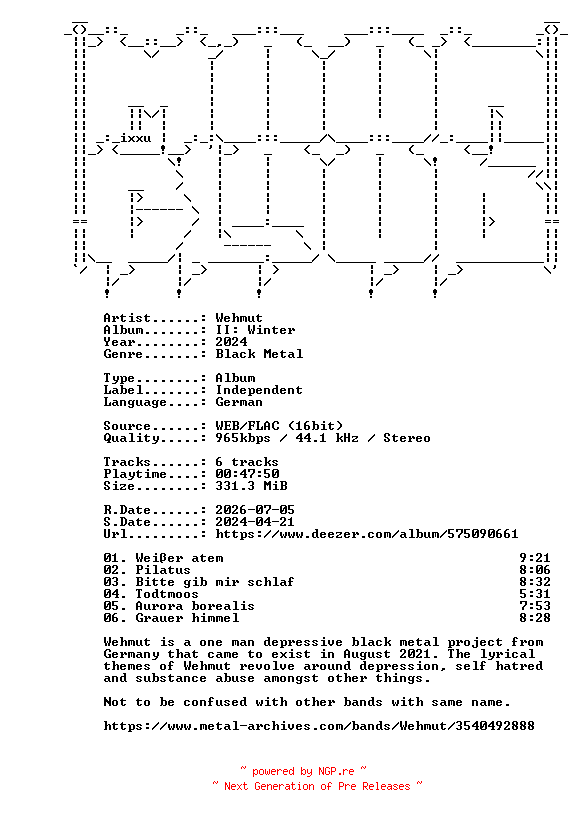 NFO for the release Wehmut-II_Winter-DE-16BIT-WEB-FLAC-2024-MOONBLOOD by MOONBLOOD