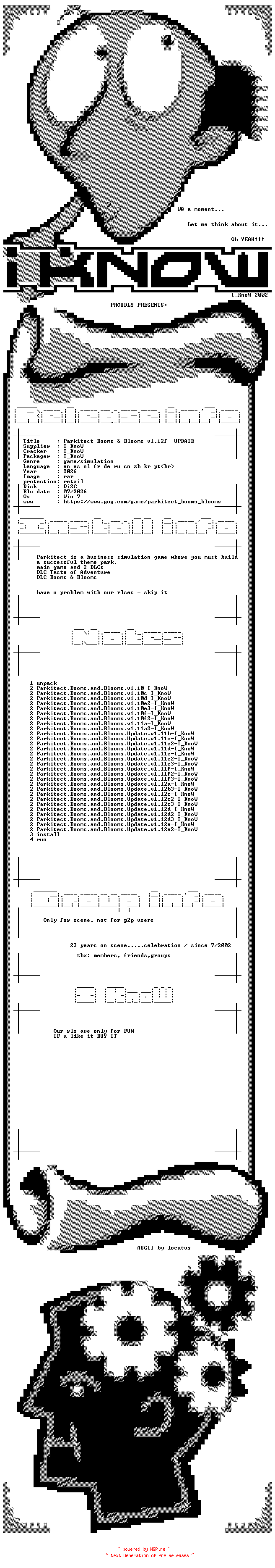 NFO for the release Parkitect.Dinos.and.Dynasties.Update.v1.12f-I_KnoW by I_KnoW