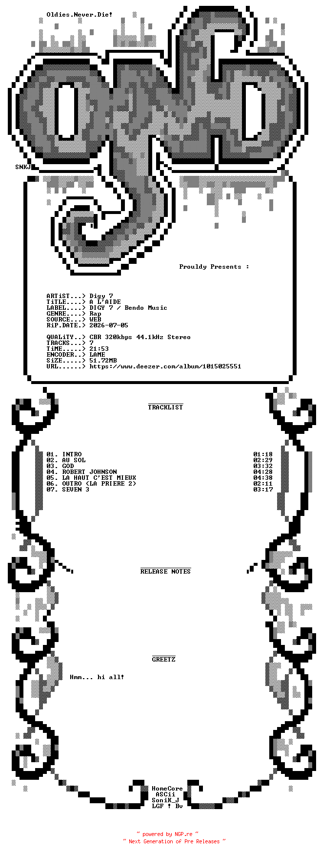 NFO for the release Digy_7-A_LAIDE-WEB-FR-2026-OND by OND