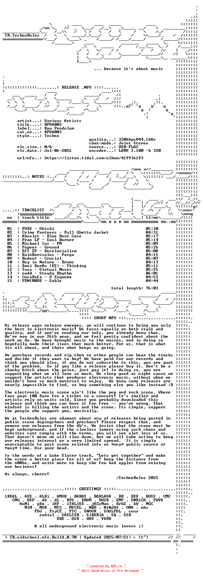 NFO for the release VA-RPVA003-(RPVA003)-WEB-2025-TR by TR