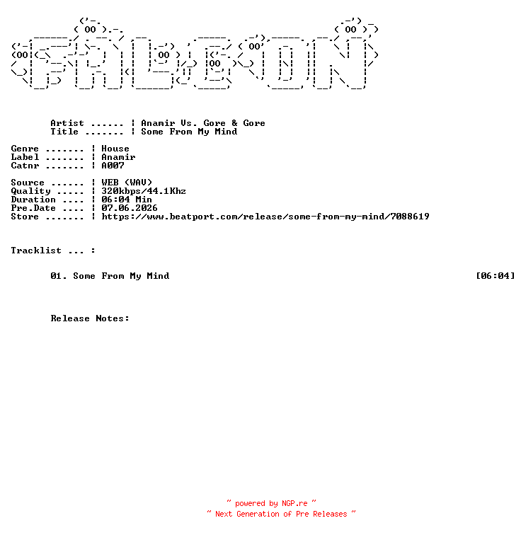 NFO for the release Anamir_Vs._Gore_And_Gore-Some_From_My_Mind-(A007)-SINGLE-WEB-2026-FALCON by FALCON