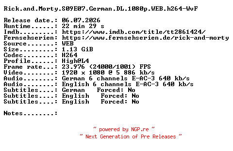 NFO for the release Rick.and.Morty.S09E07.German.DL.1080p.WEB.h264-WvF by WvF
