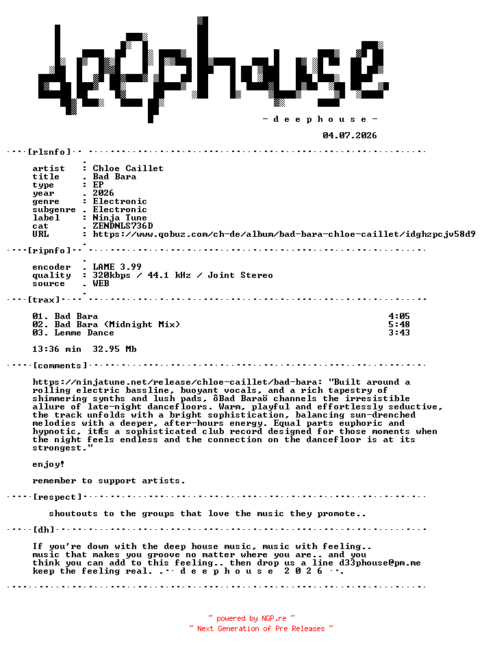 NFO for the release Chloe_Caillet--Bad_Bara-(ZENDNLS736D)-WEB-2026-dh by dh
