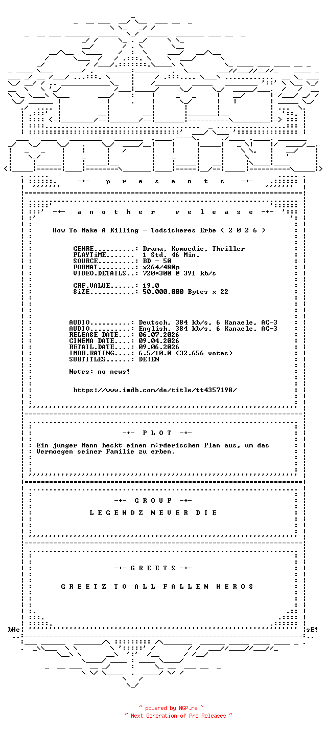 NFO for the release How.To.Make.A.Killing.Todsicheres.Erbe.2026.German.DL.AC3.BDRip.x264-TM by TM