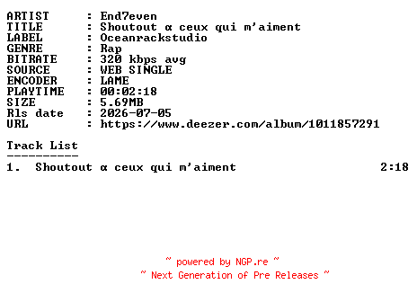 NFO for the release End7even-Shoutout_A_Ceux_Qui_Maiment-SINGLE-WEB-FR-2026-GUESTS by GUESTS
