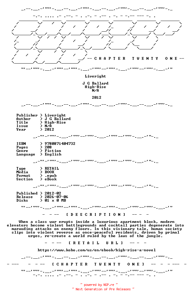 NFO for the release J.G.Ballard.-.High-Rise.2012.RETAIL.EPUB.eBook-CTO by CTO
