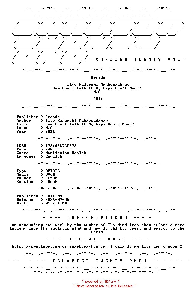 NFO for the release Tito.Rajarshi.Mukhopadhyay.-.How.Can.I.Talk.If.My.Lips.Dont.Move.2011.RETAIL.EPUB.eBook-CTO by CTO