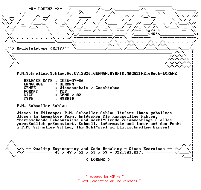 NFO for the release P.M.Schneller.Schlau.No.07.2026.GERMAN.HYBRID.MAGAZINE.eBook-LORENZ by LORENZ
