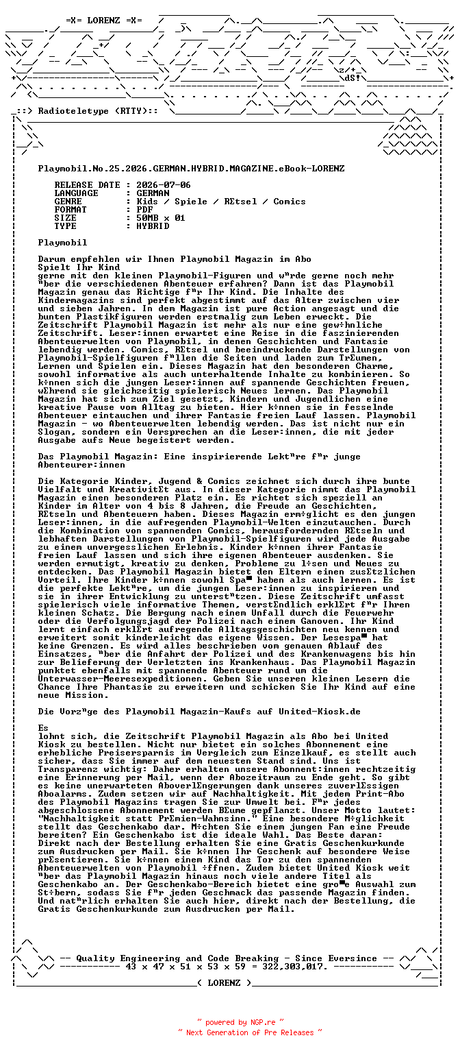 NFO for the release Playmobil.No.25.2026.GERMAN.HYBRID.MAGAZINE.eBook-LORENZ by LORENZ