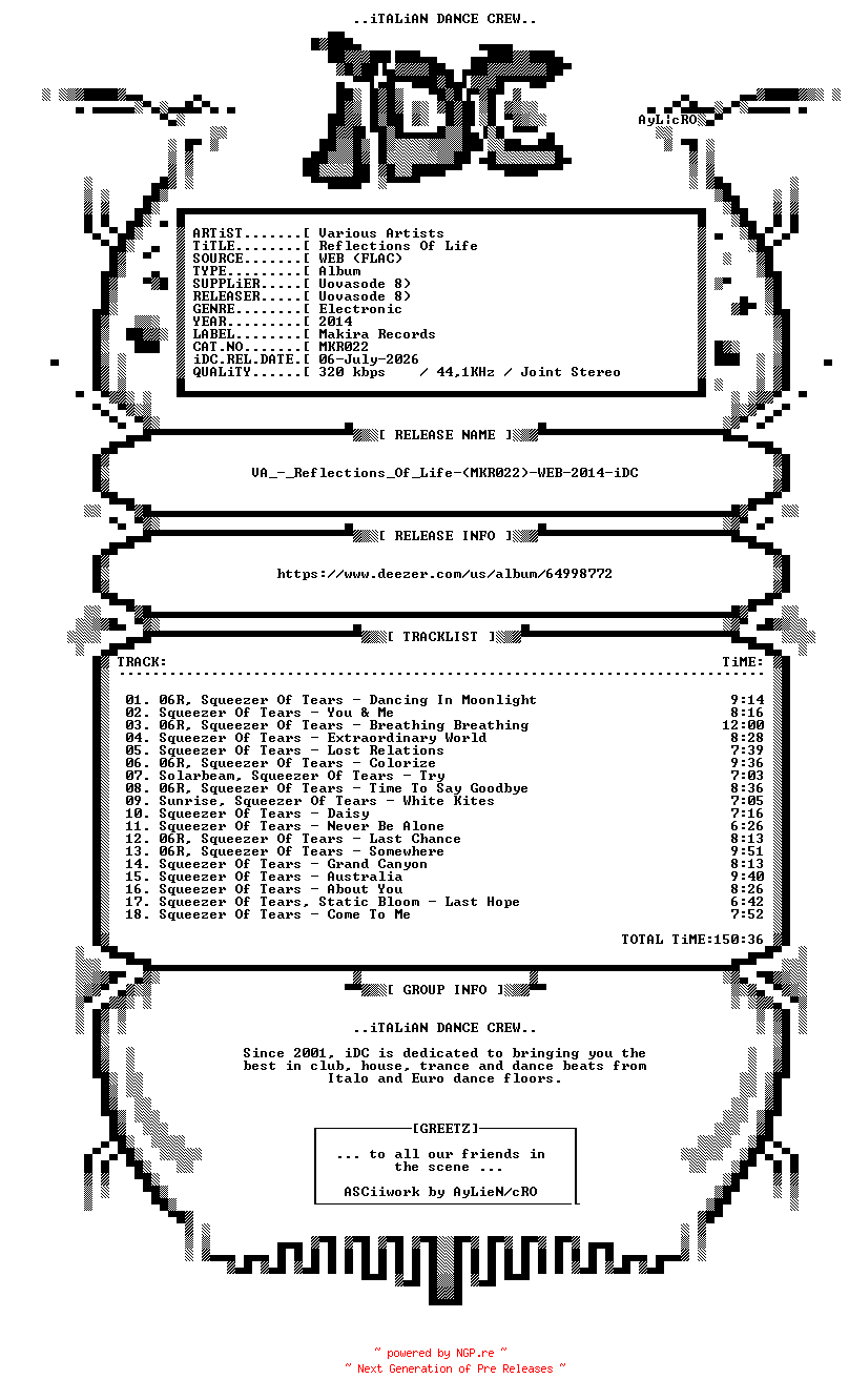 NFO for the release VA_-_Reflections_Of_Life-(MKR022)-WEB-2014-iDC by iDC