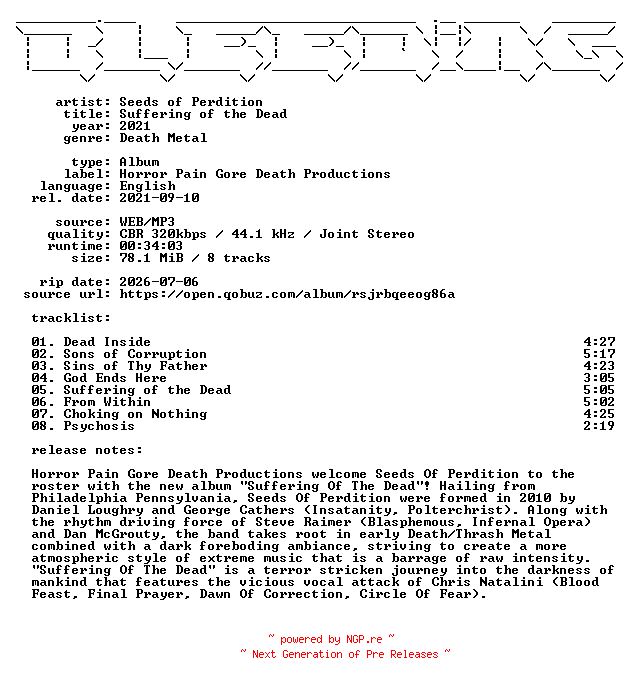 NFO for the release Seeds_of_Perdition-Suffering_of_the_Dead-WEB-2021-BLEEDiNG by BLEEDiNG