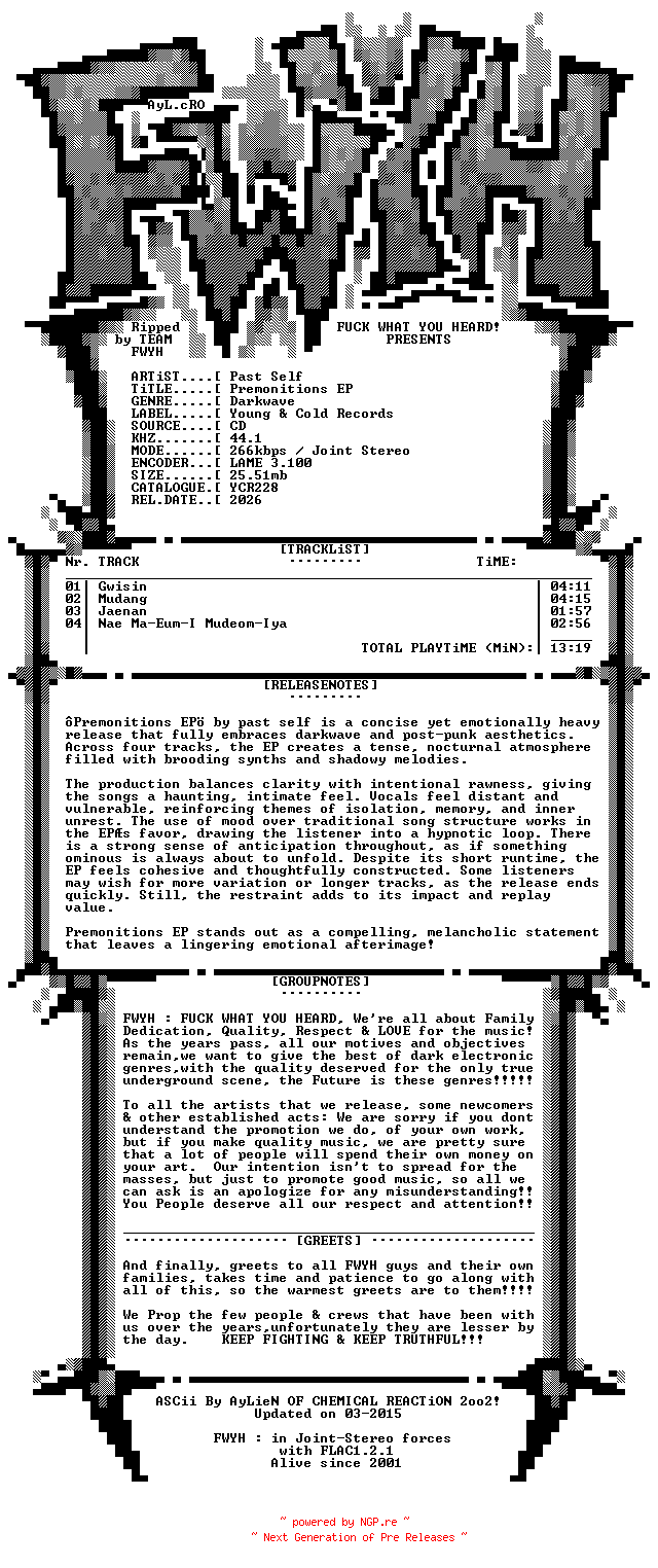NFO for the release Past_Self-Premonitions-KR-Limited_Edition-CDEP-2026-FWYH by FWYH
