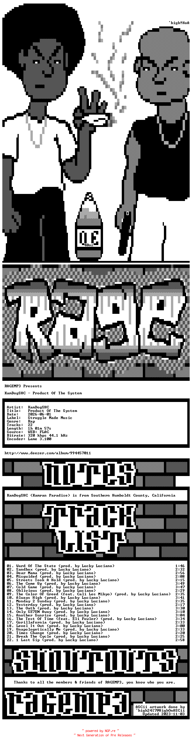 NFO for the release KamDogSHC-Product_Of_The_System-WEB-2026-RAGEMP3 by RAGEMP3