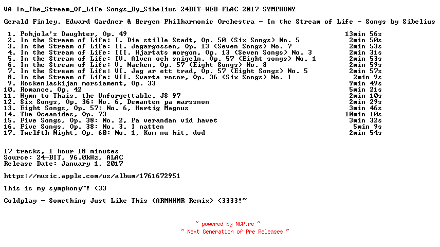 NFO for the release VA-In_The_Stream_Of_Life-Songs_By_Sibelius-24BIT-WEB-FLAC-2017-SYMPHONY by SYMPHONY