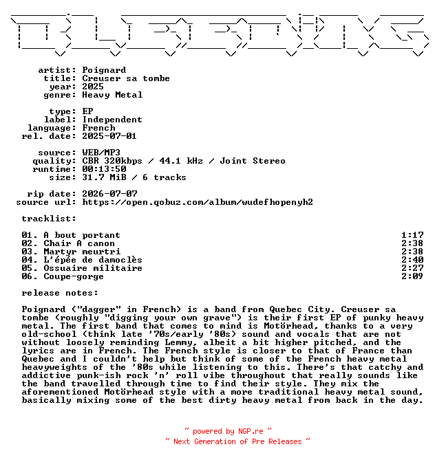 NFO for the release Poignard-Creuser_sa_tombe-FR-EP-WEB-2025-BLEEDiNG by BLEEDiNG