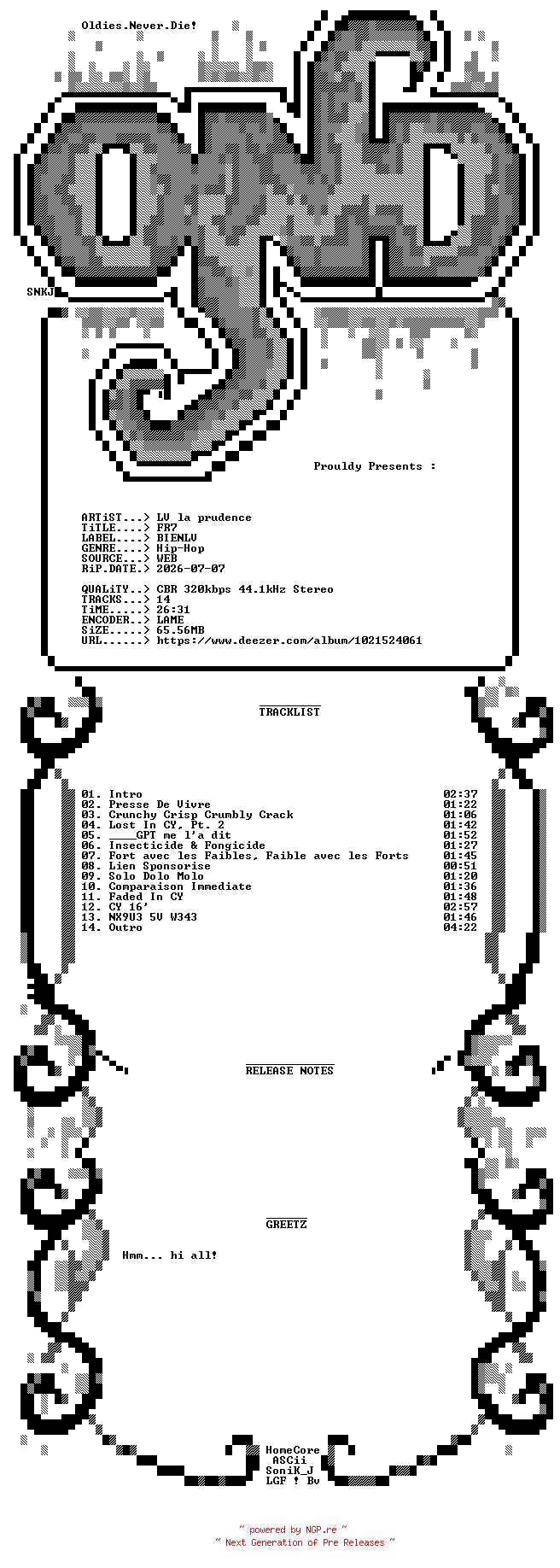 NFO for the release LV_la_prudence-FR7-WEB-2026-OND by OND
