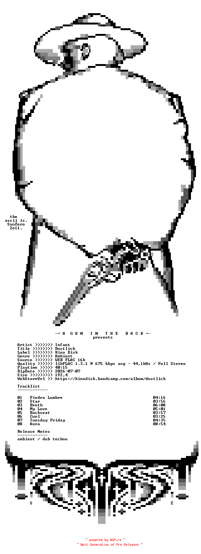 NFO for the release Infant-Dustlick-(KD19)-16BIT-WEB-FLAC-2026-AGITB by AGITB