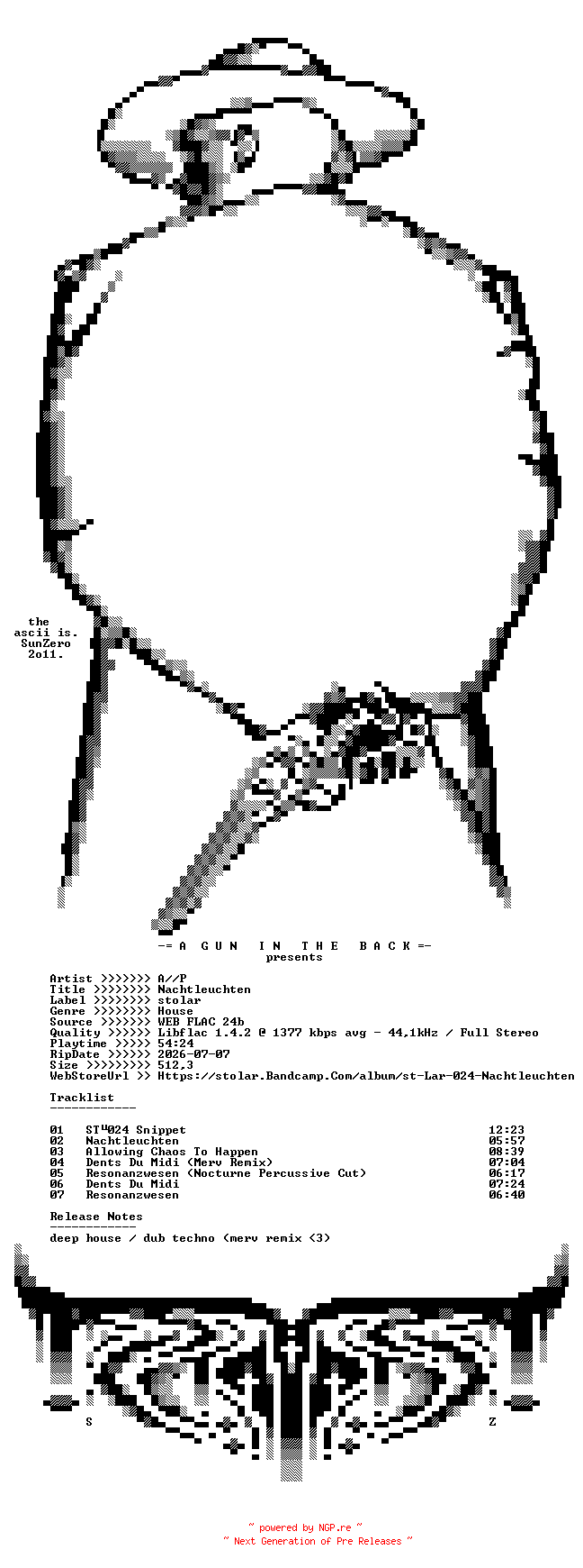 NFO for the release A__P-Nachtleuchten-(STOLAR024)-24BIT-WEB-FLAC-2026-AGITB by AGITB