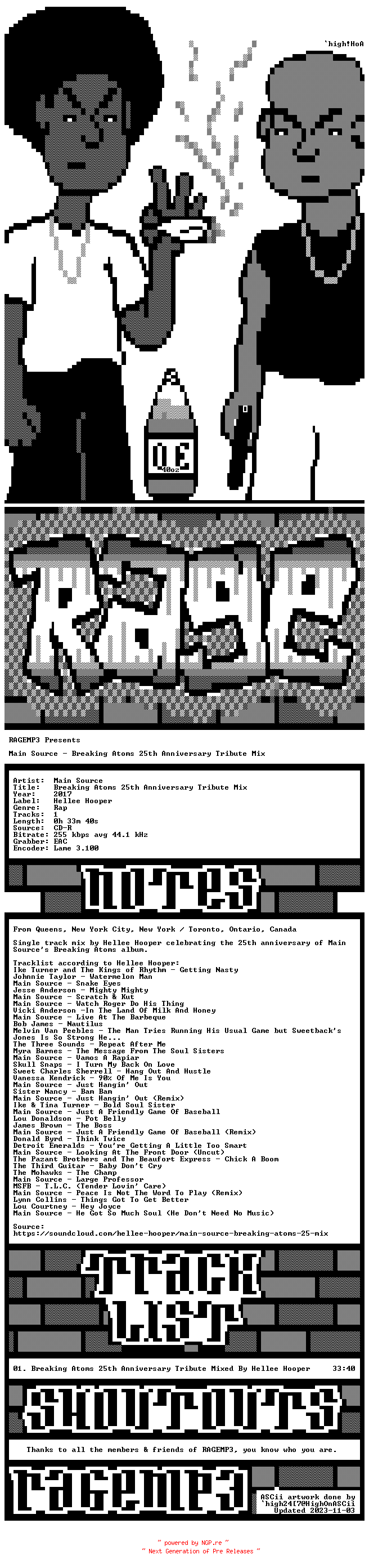 NFO for the release Main_Source-Breaking_Atoms_25th_Anniversary_Tribute_Mix-BOOTLEG-CDR-2017-RAGEMP3 by RAGEMP3