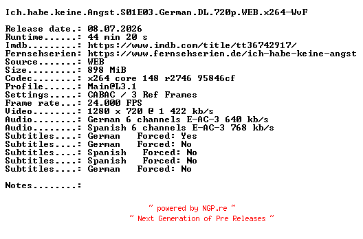 NFO for the release Ich.habe.keine.Angst.S01E03.German.DL.720p.WEB.x264-WvF by WvF