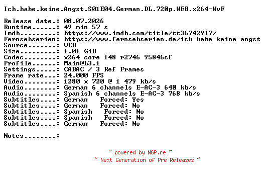 NFO for the release Ich.habe.keine.Angst.S01E04.German.DL.720p.WEB.x264-WvF by WvF