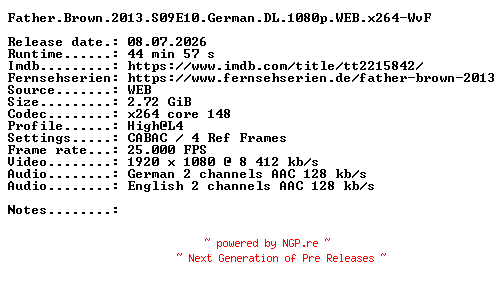 NFO for the release Father.Brown.2013.S09E10.German.DL.1080p.WEB.x264-WvF by WvF
