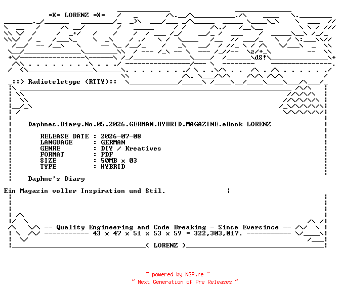 NFO for the release Daphnes.Diary.No.05.2026.GERMAN.HYBRID.MAGAZINE.eBook-LORENZ by LORENZ