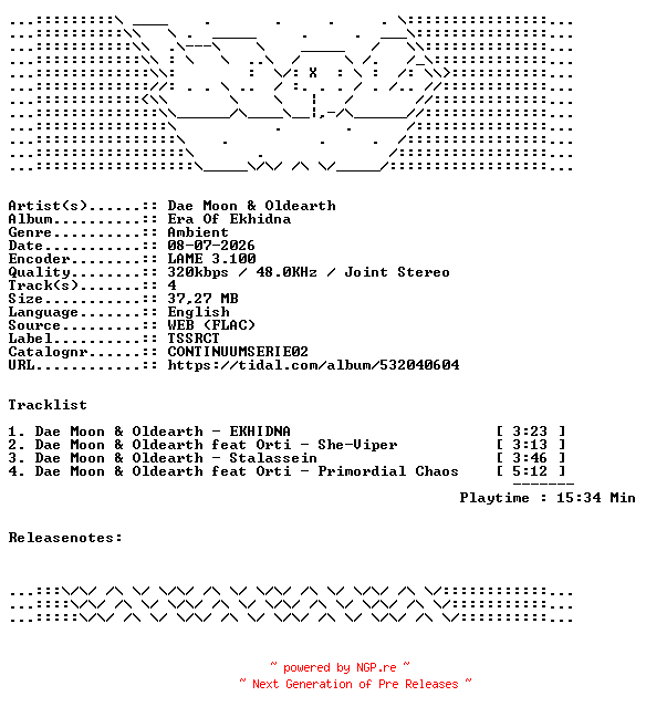 NFO for the release Dae_Moon_And_Oldearth-Era_Of_Ekhidna-CONTINUUMSERIE02-WEB-2026-WAV by WAV