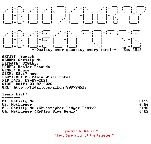 NFO for the release Squash-Satisfy_Me-(HEALER001)-WEB-2026-BB by BB