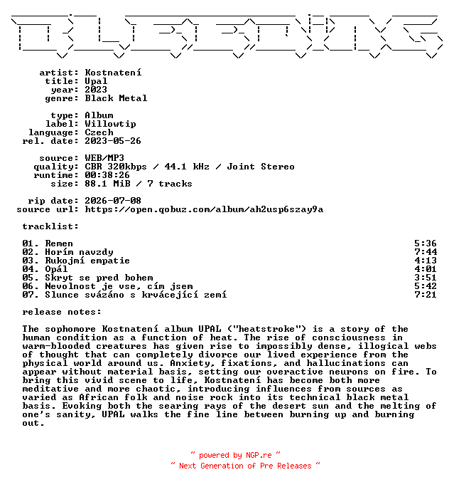 NFO for the release Kostnateni-Upal-CZ-WEB-2023-BLEEDiNG by BLEEDiNG