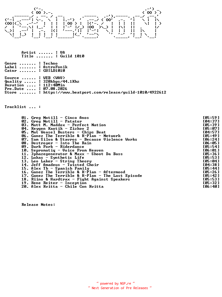 NFO for the release VA-Guild_1010-(GUILD1010)-WEB-2025-FALCON by FALCON
