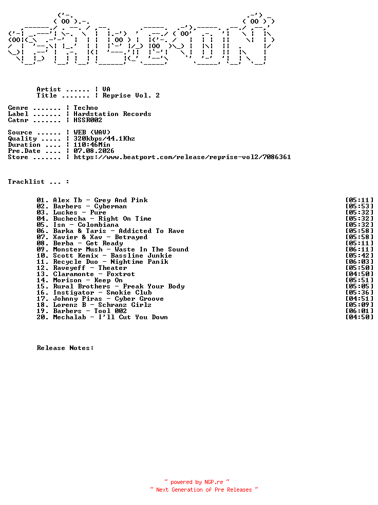 NFO for the release VA-Reprise_Vol._2-(HSSR002)-WEB-2026-FALCON by FALCON