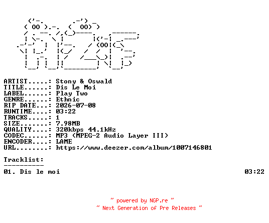 NFO for the release Stony_and_Oswald-Dis_Le_Moi-SINGLE-WEB-FR-2026-AZF by AZF