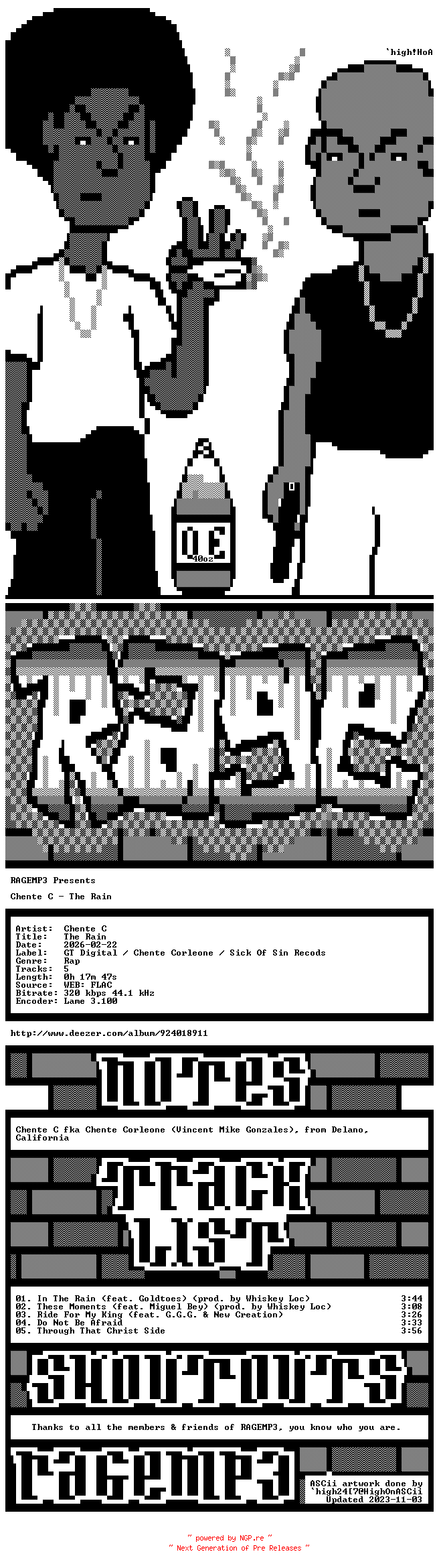 NFO for the release Chente_C-The_Rain-EP-WEB-2026-RAGEMP3 by RAGEMP3