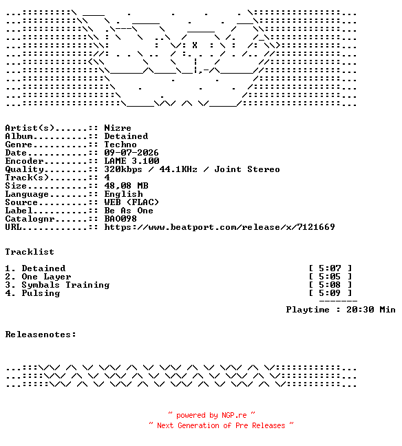 NFO for the release Nizre-Detained-BAO098-WEB-2026-WAV by WAV