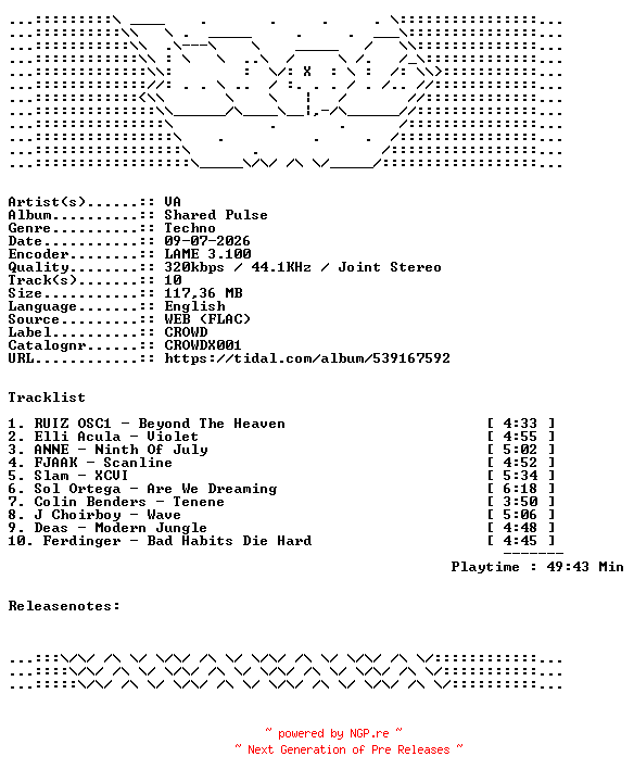 NFO for the release VA-Shared_Pulse-CROWDX001-WEB-2026-WAV by WAV
