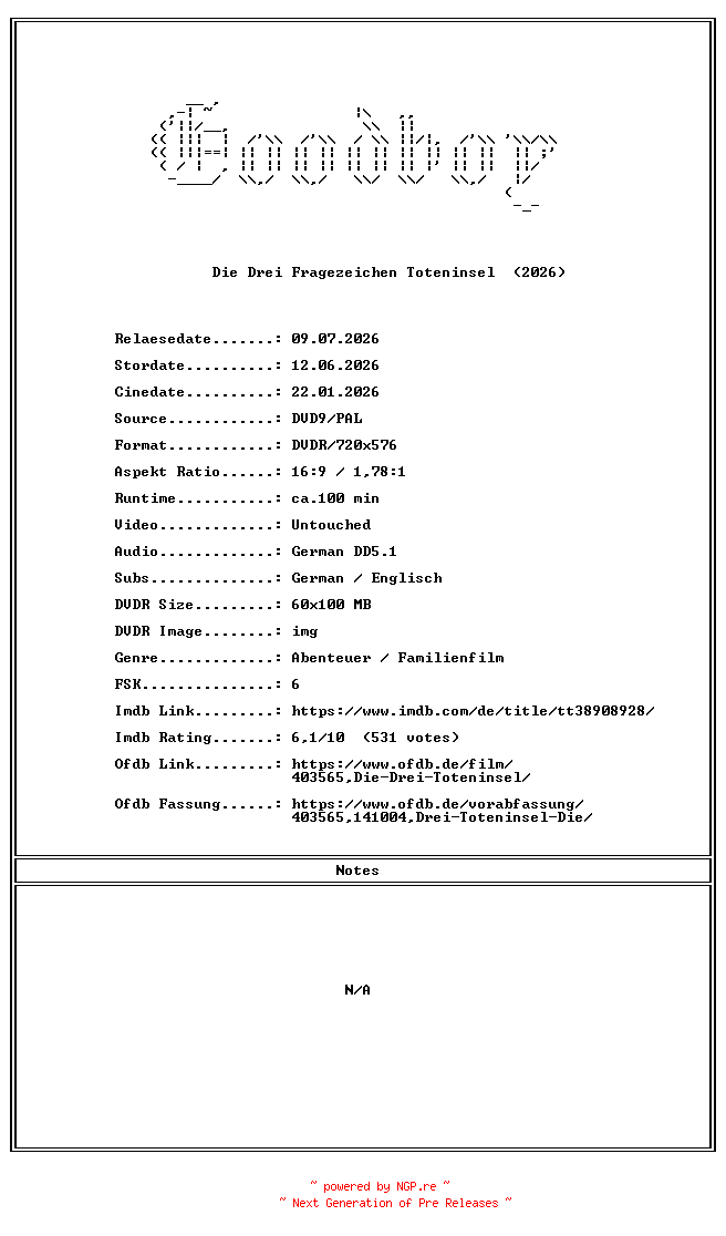 NFO for the release Die.Drei.Fragezeichen.Toteninsel.GERMAN.2026.COMPLETE.PAL.DVD9-Goodboy by Goodboy