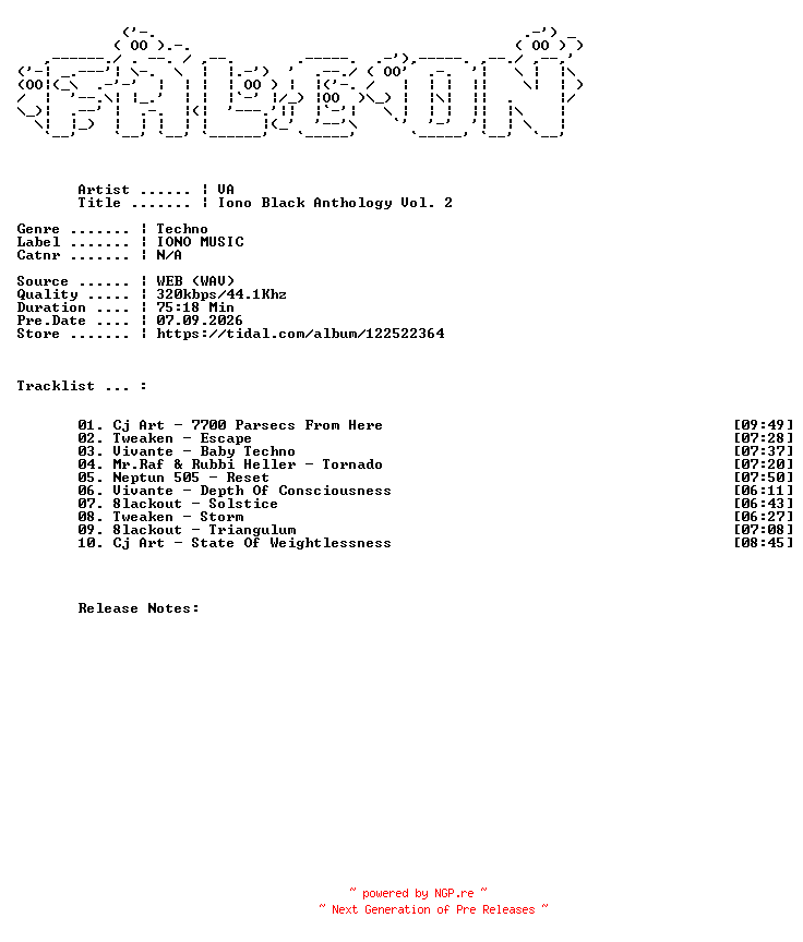 NFO for the release VA-Iono_Black_Anthology_Vol._2-WEB-2019-FALCON by FALCON