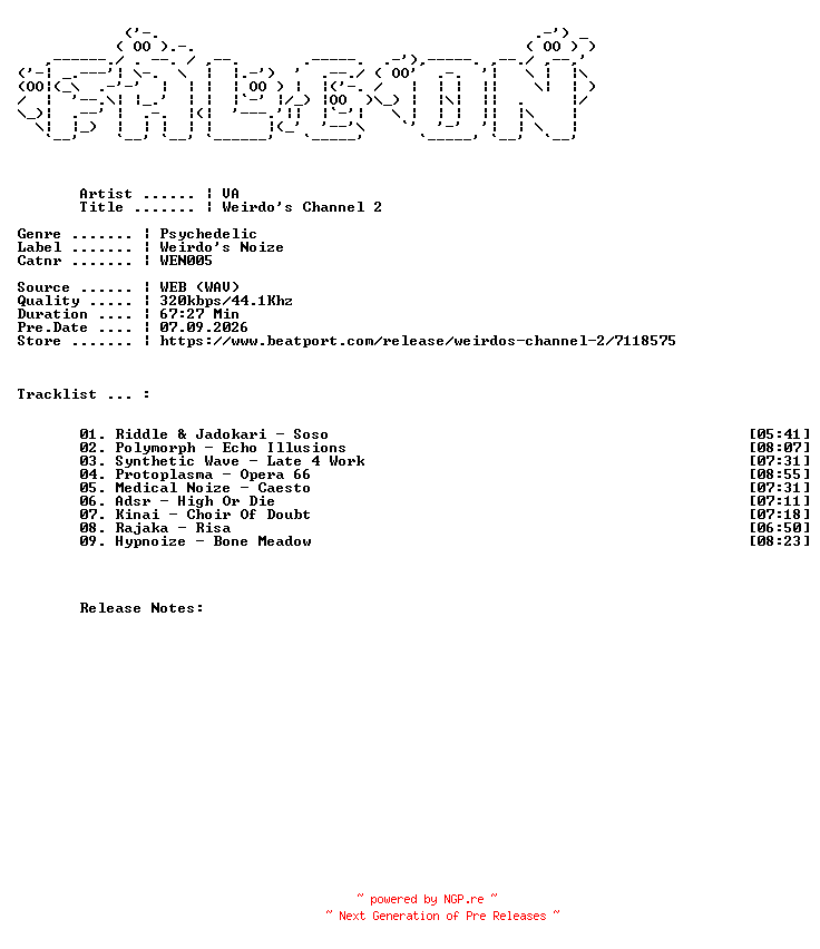 NFO for the release VA-Weirdos_Channel_2-(WEN005)-WEB-2026-FALCON by FALCON