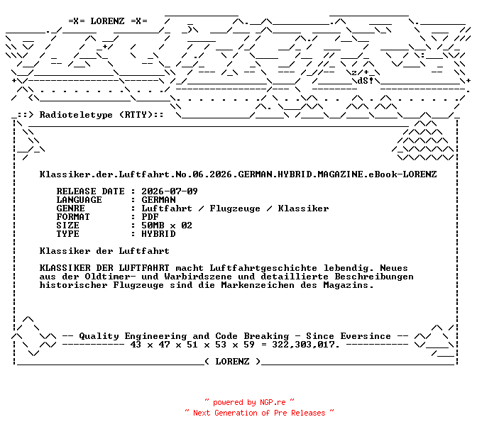 NFO for the release Klassiker.der.Luftfahrt.No.06.2026.GERMAN.HYBRID.MAGAZINE.eBook-LORENZ by LORENZ